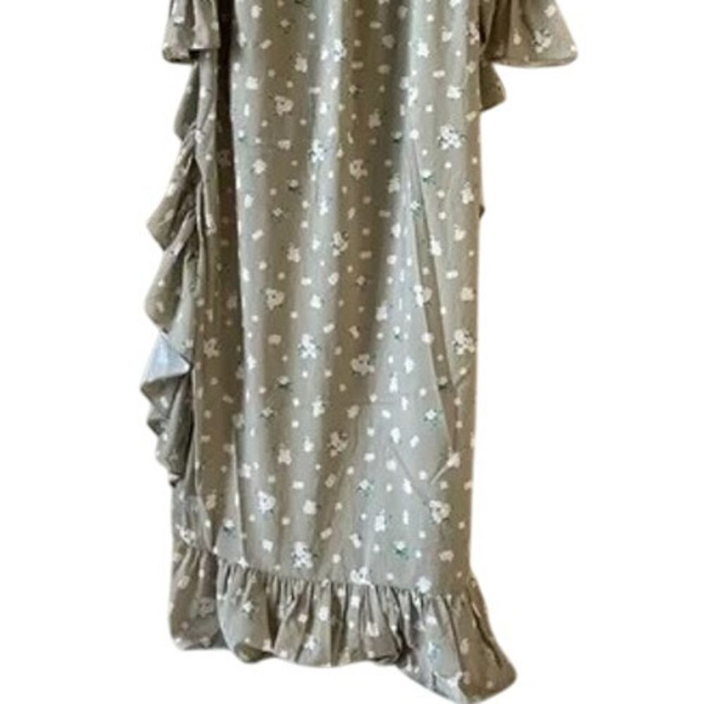 NWT WeWoreWhat High Low Polka Dot Floral Drape Ruffled Long Sleeve Dress S Sage - Picture 8 of 15